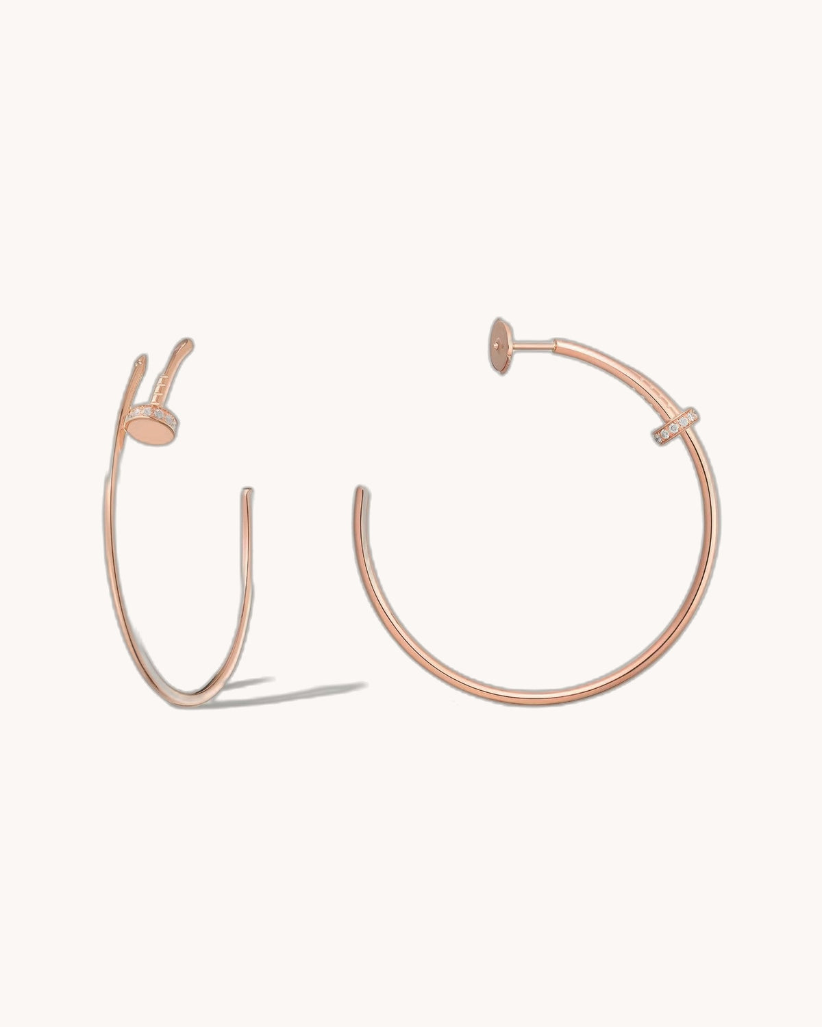 Mayceline Linéa Clou Hoop Earrings Diamonds – Large Model (Rose Gold)