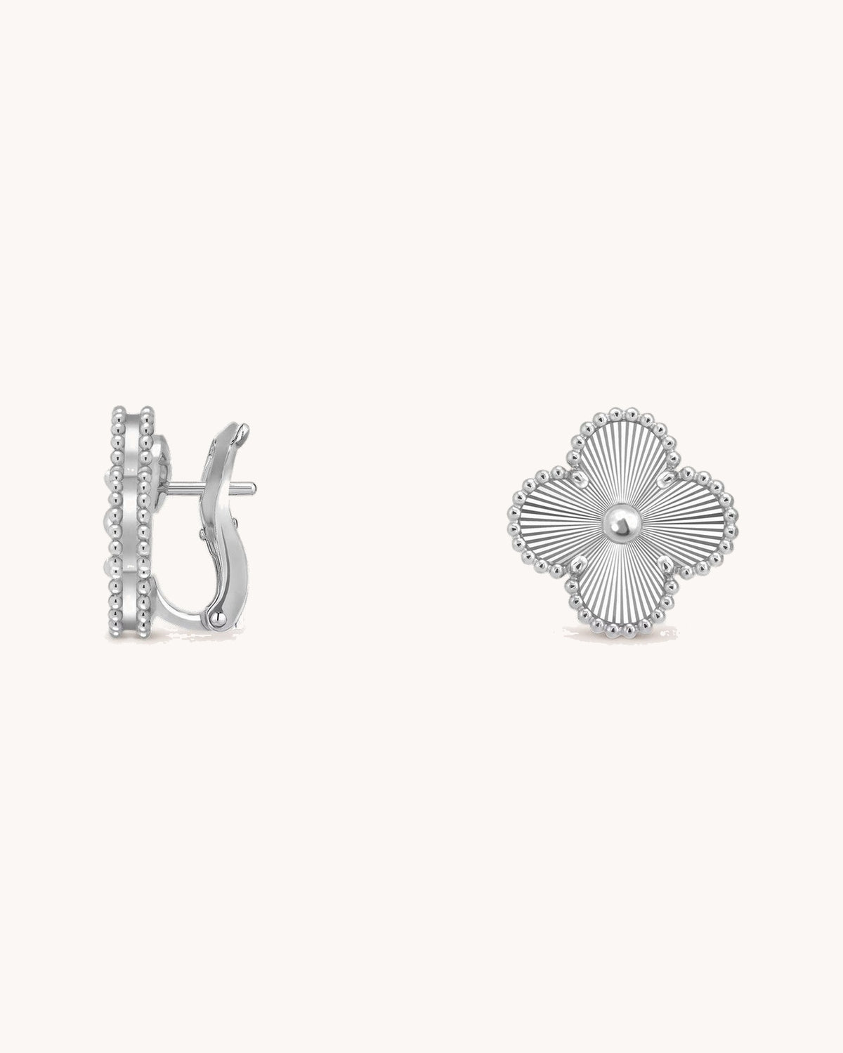 Mayceline Four Leaf Clover Earrings — 18K white gold