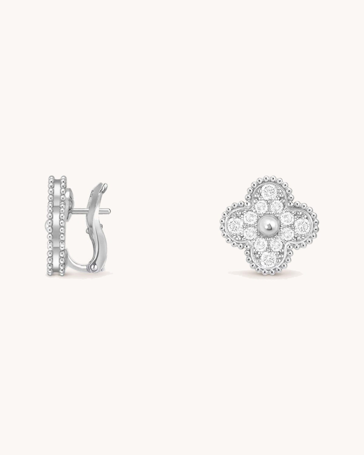 Mayceline Four Leaf Clover Earrings — Diamond 18K white gold