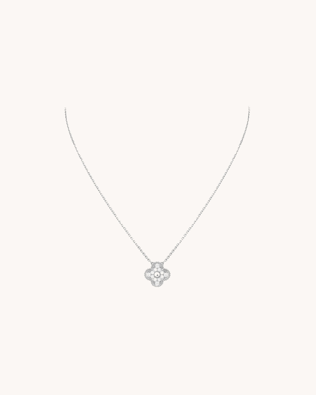 Mayceline Four Leaf Clover Necklace — Diamond 18K White Gold — image 4