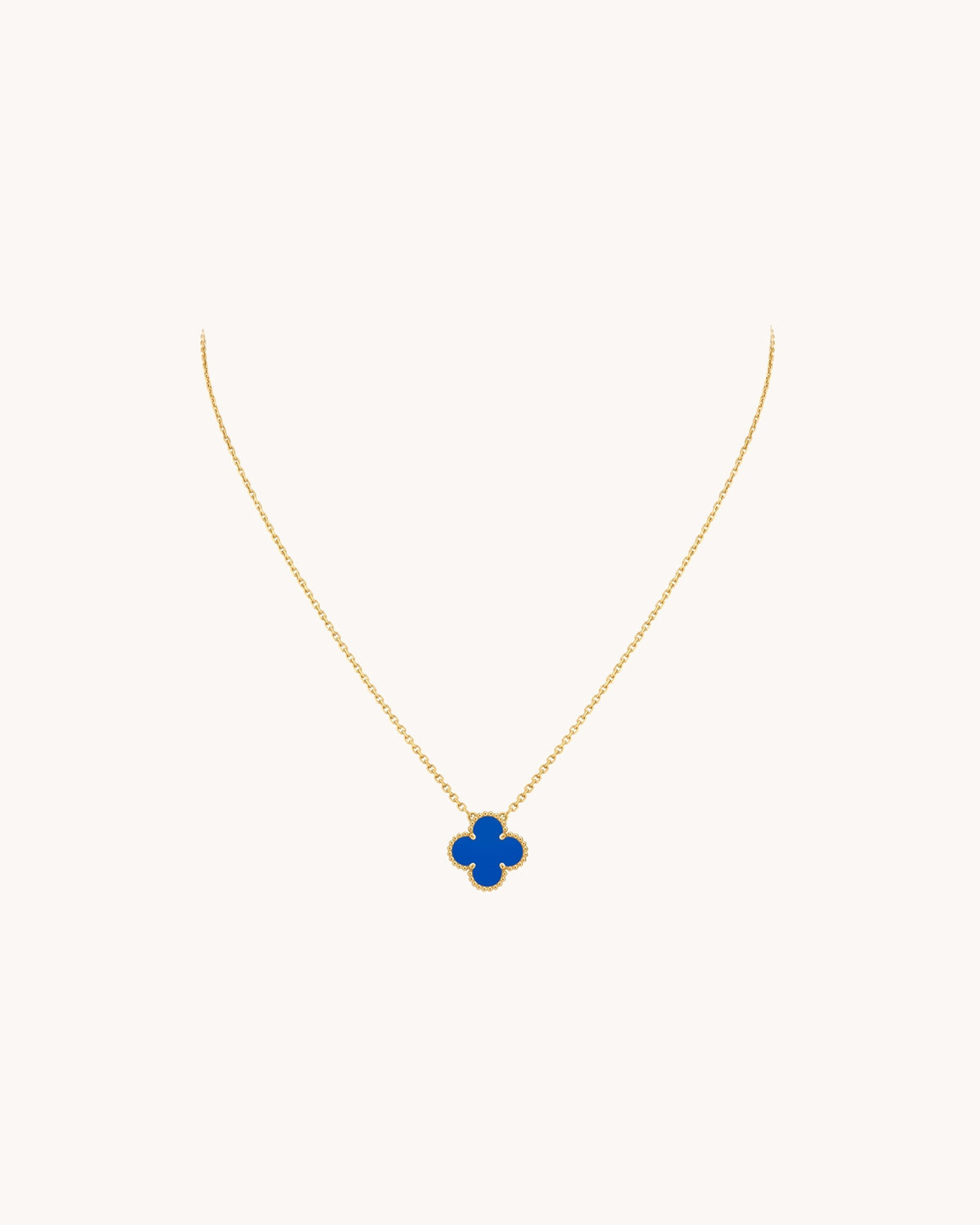 Mayceline Four Leaf Clover Necklace — 18K Yellow Gold, Agate — image 4
