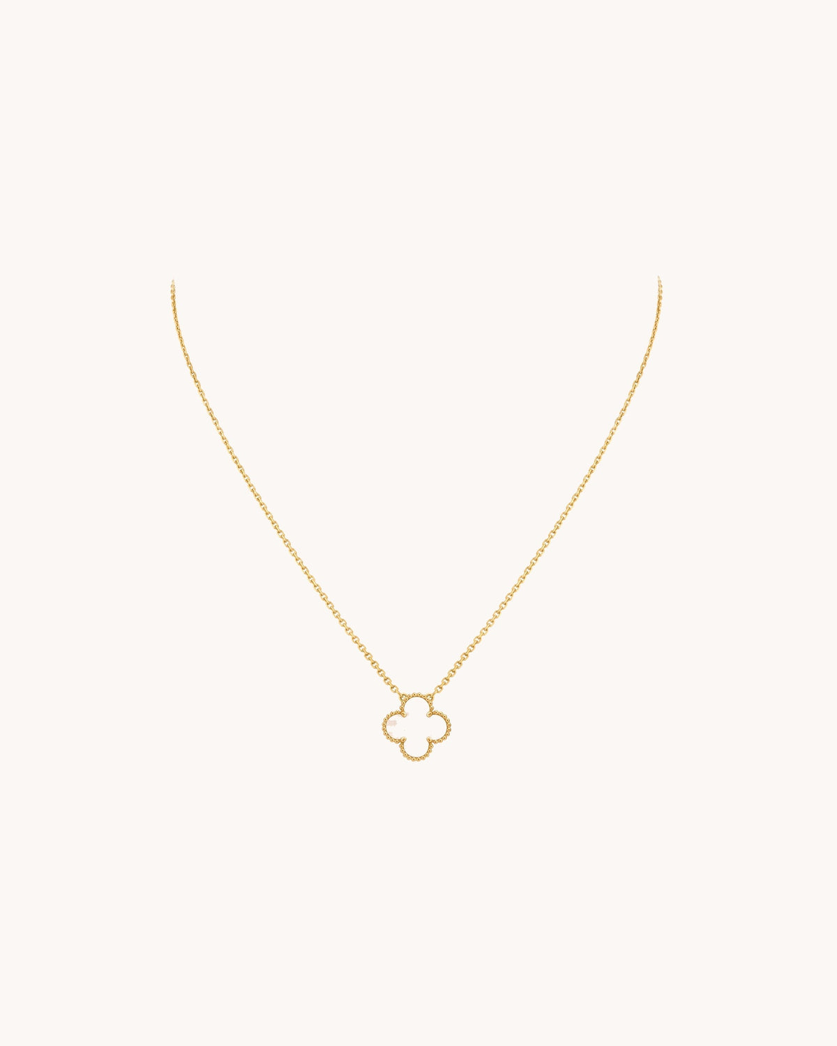 Mayceline Four Leaf Clover Necklace — 18K Yellow Gold, Mother of Pearl — image 4