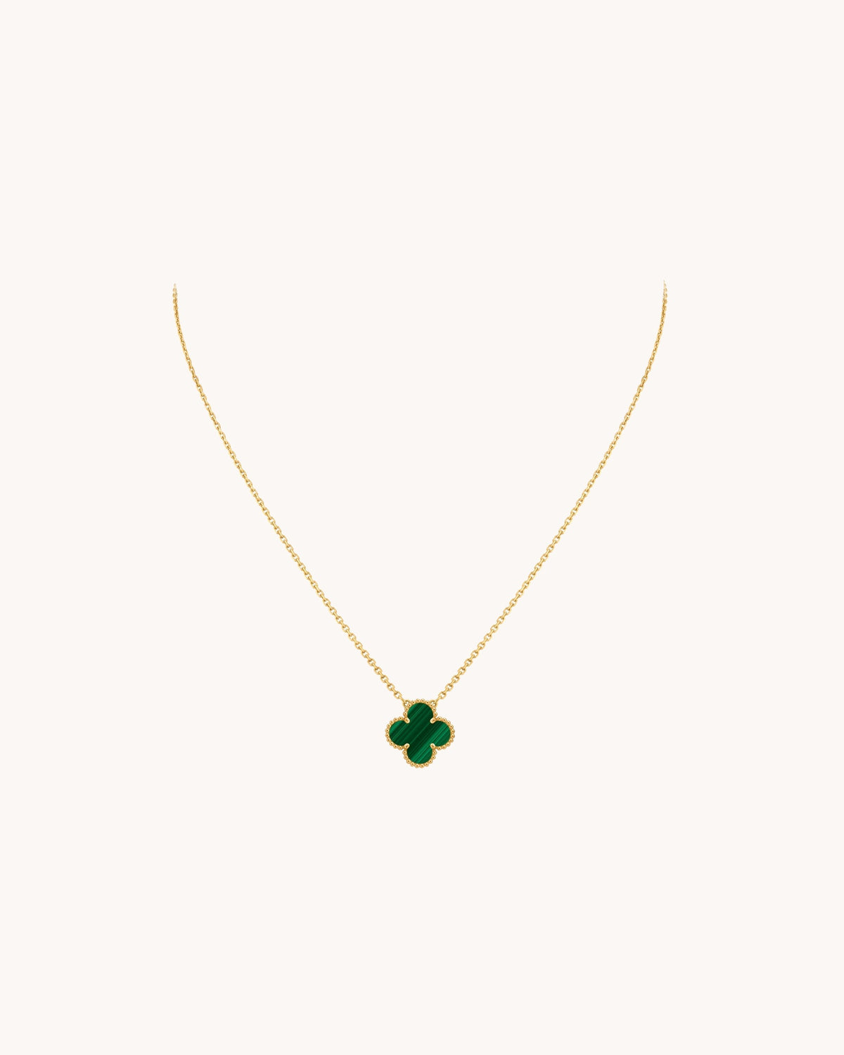 Mayceline Four Leaf Clover Necklace — 18K Yellow Gold, Malachite — image 4