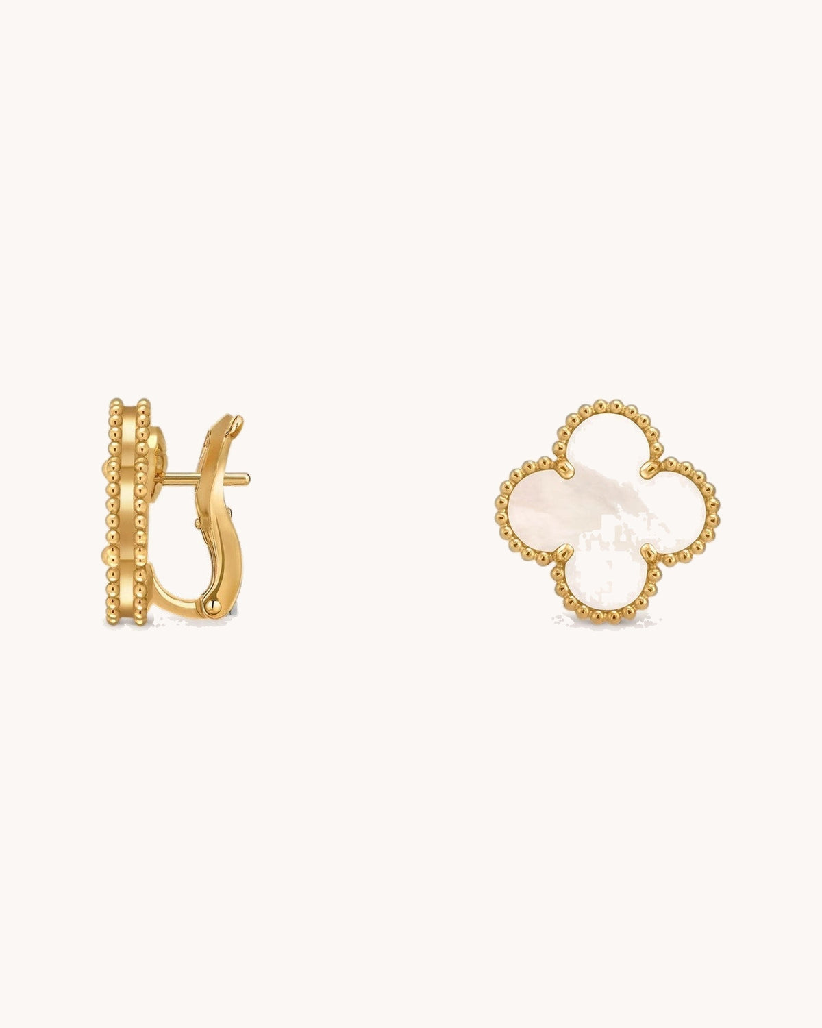 Mayceline Four Leaf Clover Earrings — 18K yellow gold, Mother of pearl