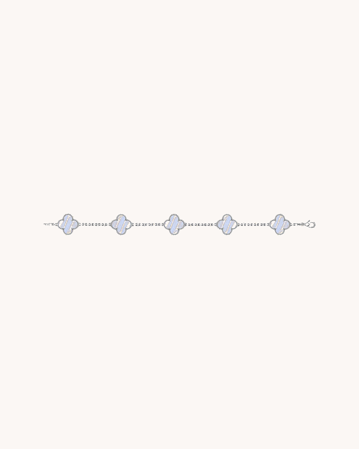 Mayceline Four Leaf Clover Bracelet — 18K White Gold, Chalcedony