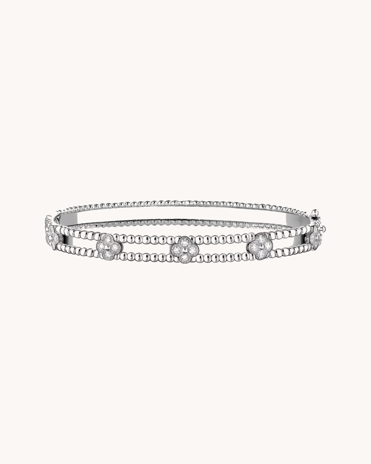 Mayceline Mille Four Leaf Clover Bracelet, Small — Diamond 18K White Gold