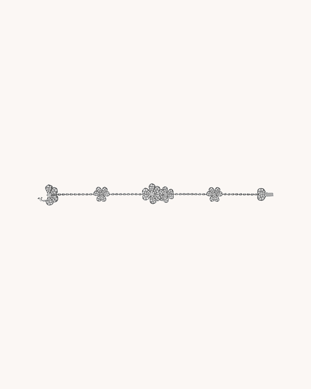 Mayceline Fleur de Lumière Pendant Bracelet, 5 Flowers — Diamond 18K White Gold